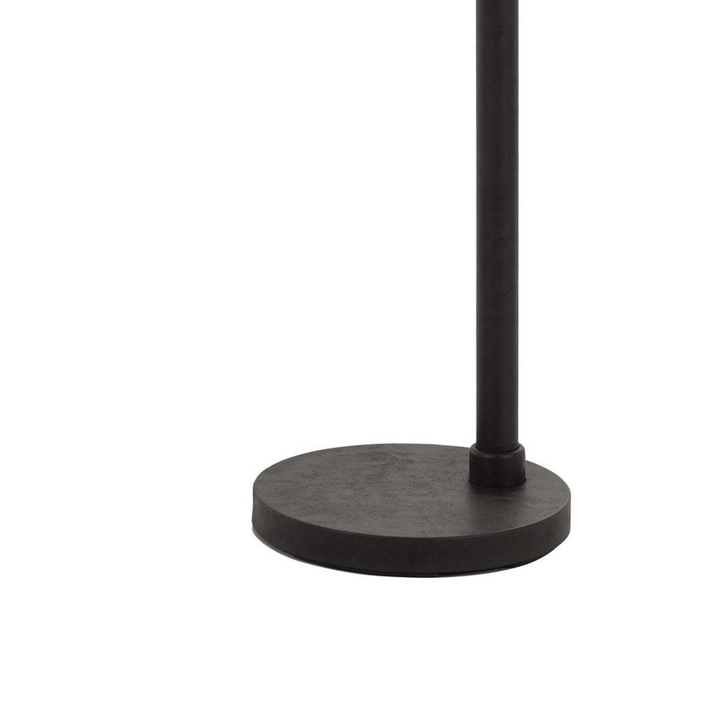 Tubular Metal Downbridge Floor Lamp with Wooden Accents, Black - View 4