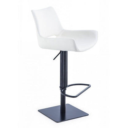 Swivel Faux Leather Bar Stool with Countered Seat, White and Black - View 3