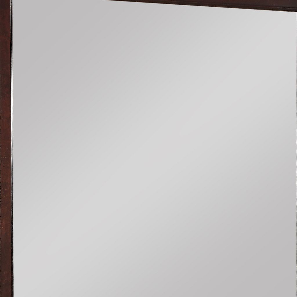 Square Molded Wooden Frame Dresser Mirror, Cherry Brown and Silver - View 4