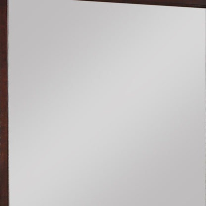 Square Molded Wooden Frame Dresser Mirror, Cherry Brown and Silver - View 4