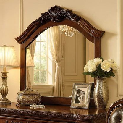 Velda II Baroque Style Mirror In Brown Cherry Finish - View 7