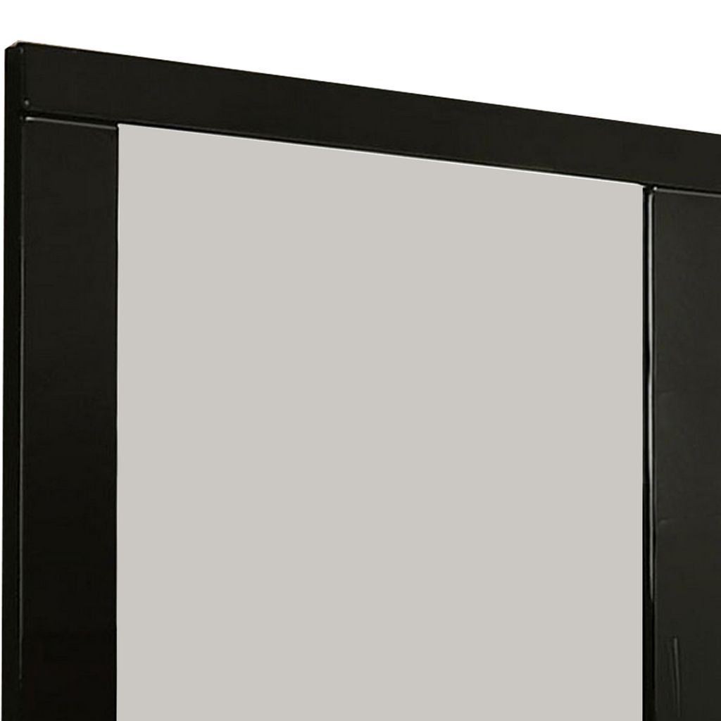 Cari 37 Inch Rectangular Mirror with Wooden Frame, Black - View 2