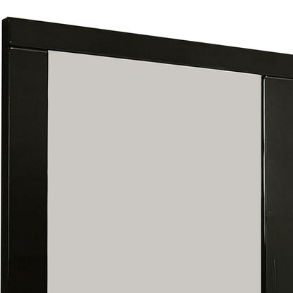 Cari 37 Inch Rectangular Mirror with Wooden Frame, Black - View 2