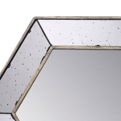 Filo 21 Inch Wall Accent Mirror, Raised Tray Edges, Hexagonal Mirror Frame - View 3