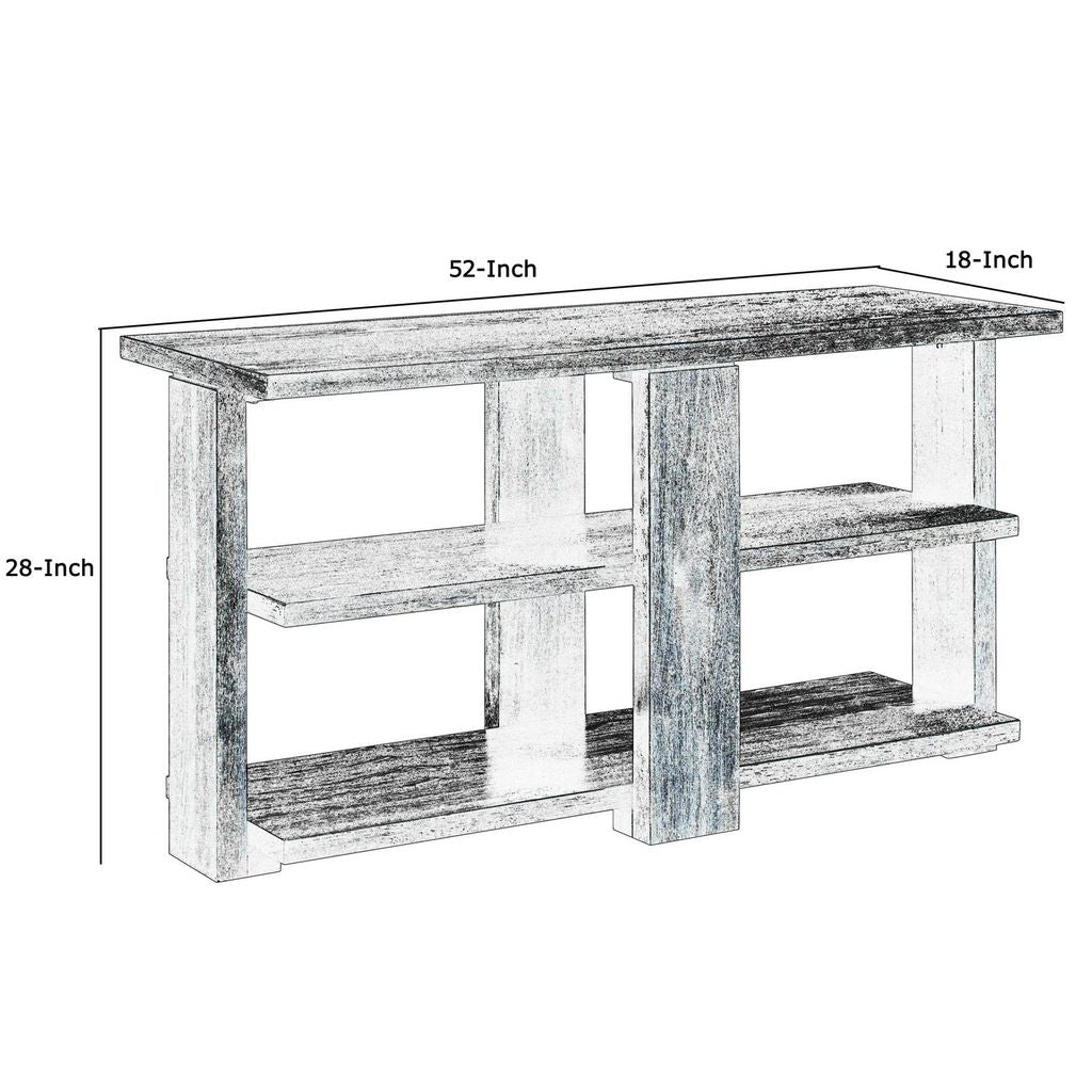 Wooden Sofa Table with 2 Open Display Shelves, Brown - View 5