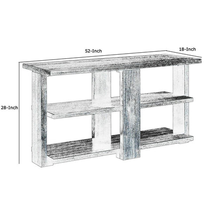 Wooden Sofa Table with 2 Open Display Shelves, Brown - View 5