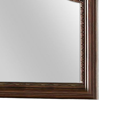 Molded Wooden Frame Mirror with Ornate Detailing, Brown By Casagear Home - View 4