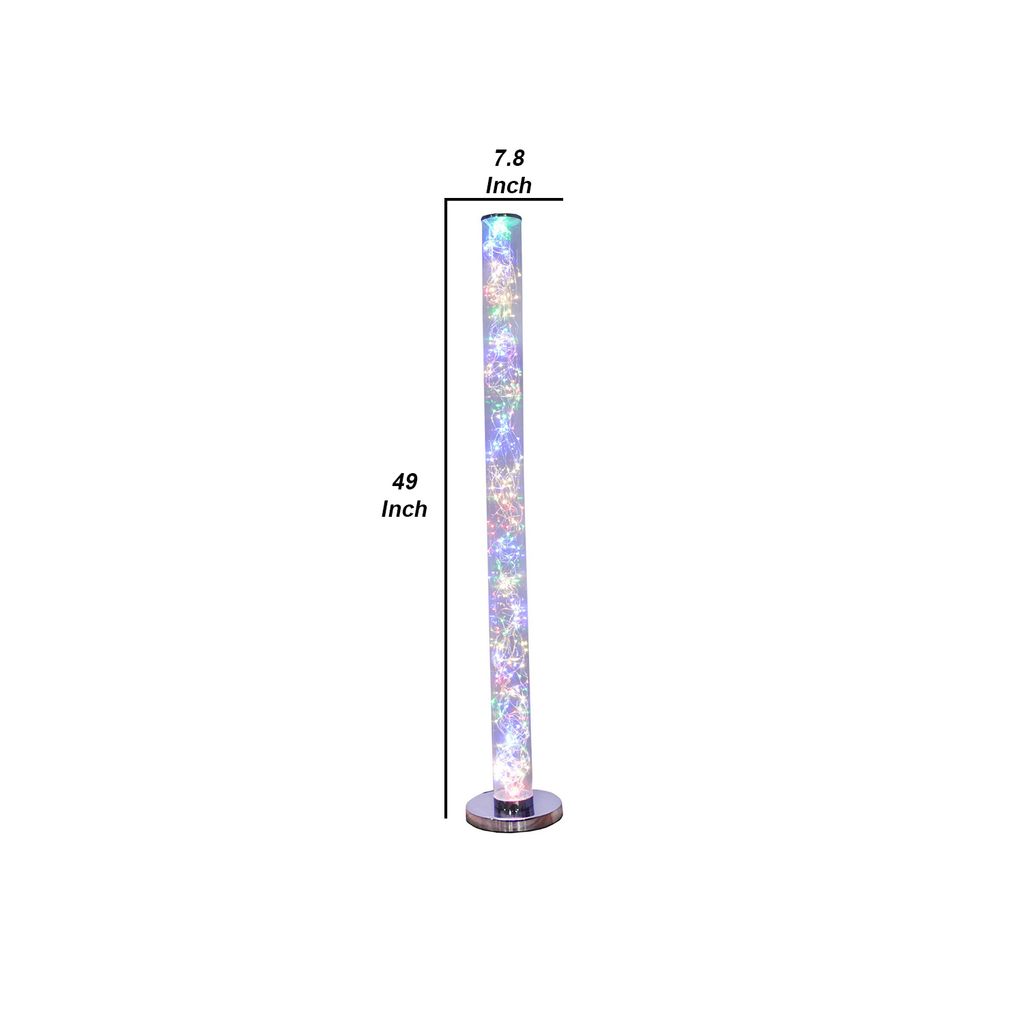 Floor Lamp with LED Bulbs and Wireless Remote Control, Silver - View 5