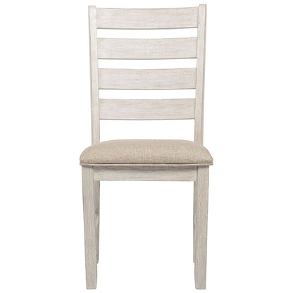 Fabric Dining Side Chair with Ladder Back, Set of 2, White and Brown - View 2