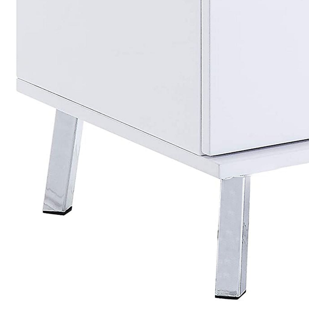 Transitional Wooden Dual Tone End Table with 2 Drawers, White and Brown - View 4