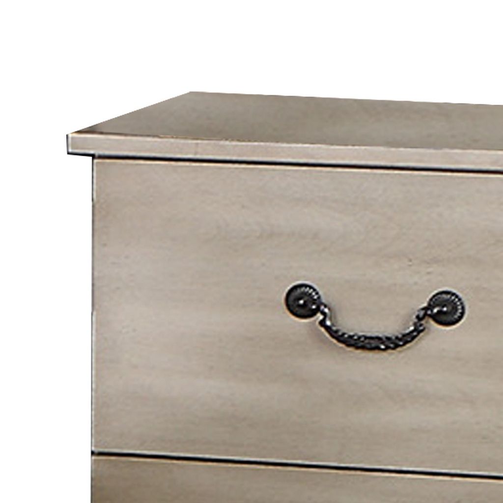 Bran 27 Inch Modern 2 Drawer Nightstand, Pine Wood, Grains, Light Brown - View 2