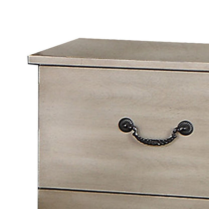 Bran 27 Inch Modern 2 Drawer Nightstand, Pine Wood, Grains, Light Brown - View 2