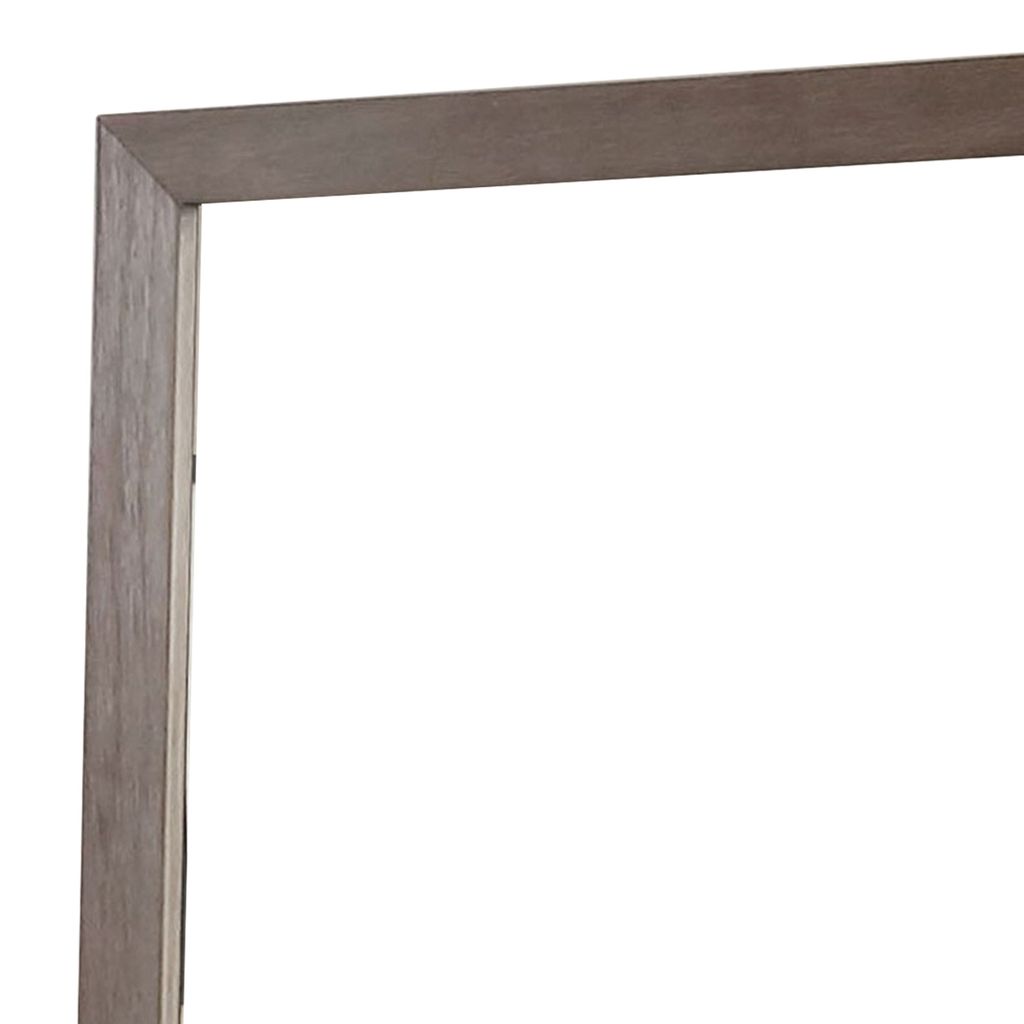 36 Inch Mirror with Rectangular Wooden Frame, Brown - View 4