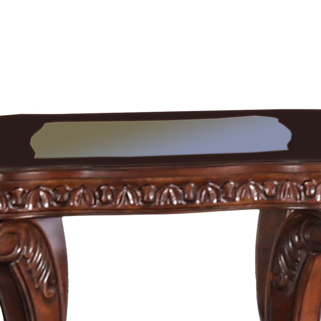 Traditional End Table with Cabriole Legs and Wooden Carving, Brown - View 4
