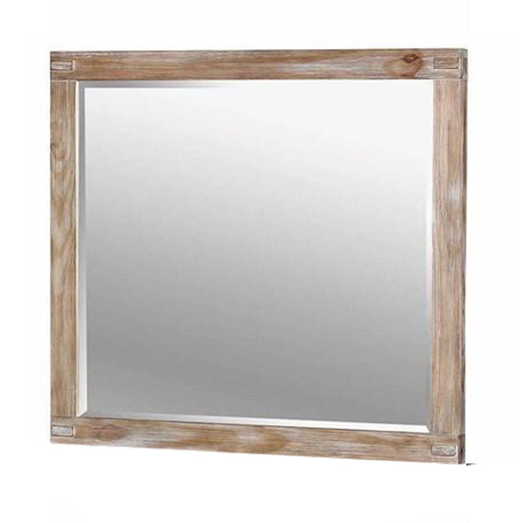 38 Inch Mirror with Rectangular Wooden Frame, Brown