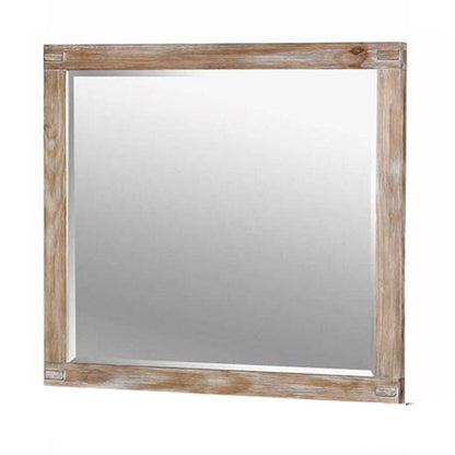 38 Inch Mirror with Rectangular Wooden Frame, Brown