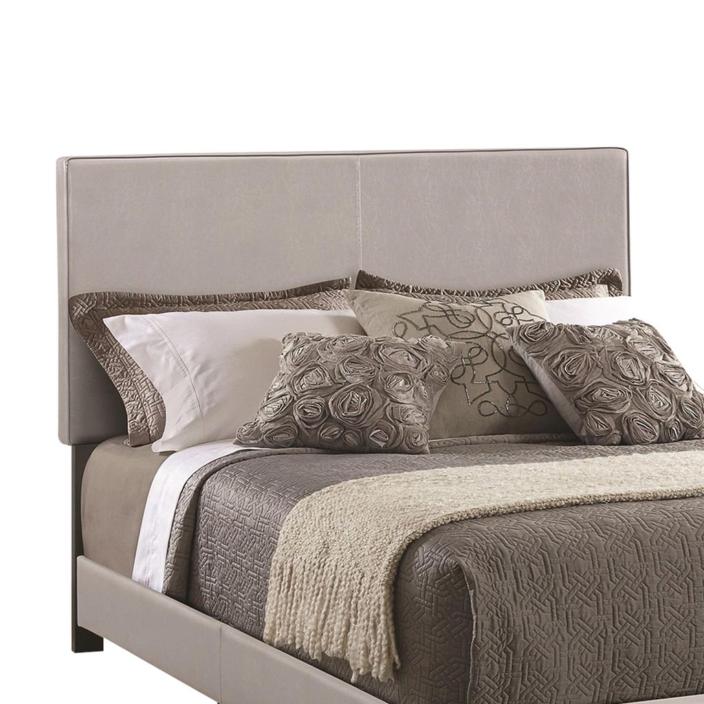 Leather Upholstered Twin Size Platform Bed, Gray - View 3