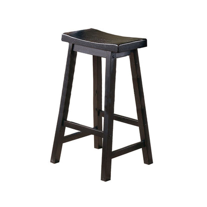 Wooden 29" Counter Height Stool with Saddle Seat, Black, Set Of 2 - View 4