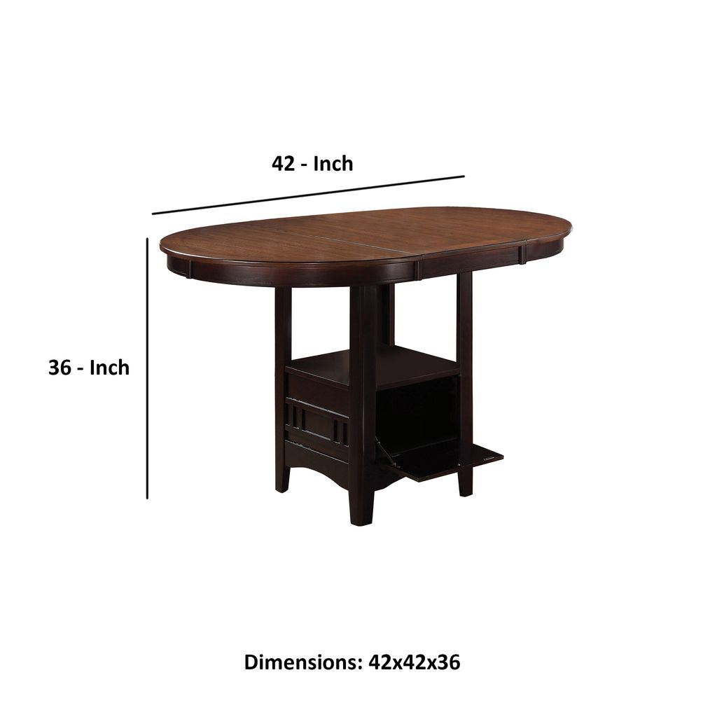 Dual Tone Counter Height Dining Table With Storage Base, Brown - View 5