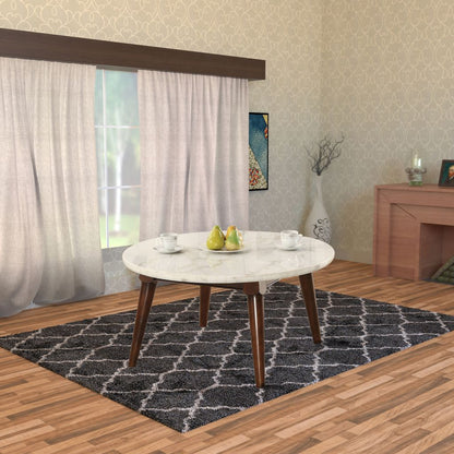 Wood Base Coffee Table with Marble Top, Walnut Brown - View 6