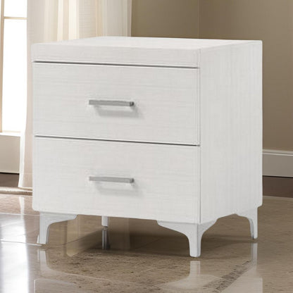 Nightstand with 2 Drawers and Bar Handle, White - View 7