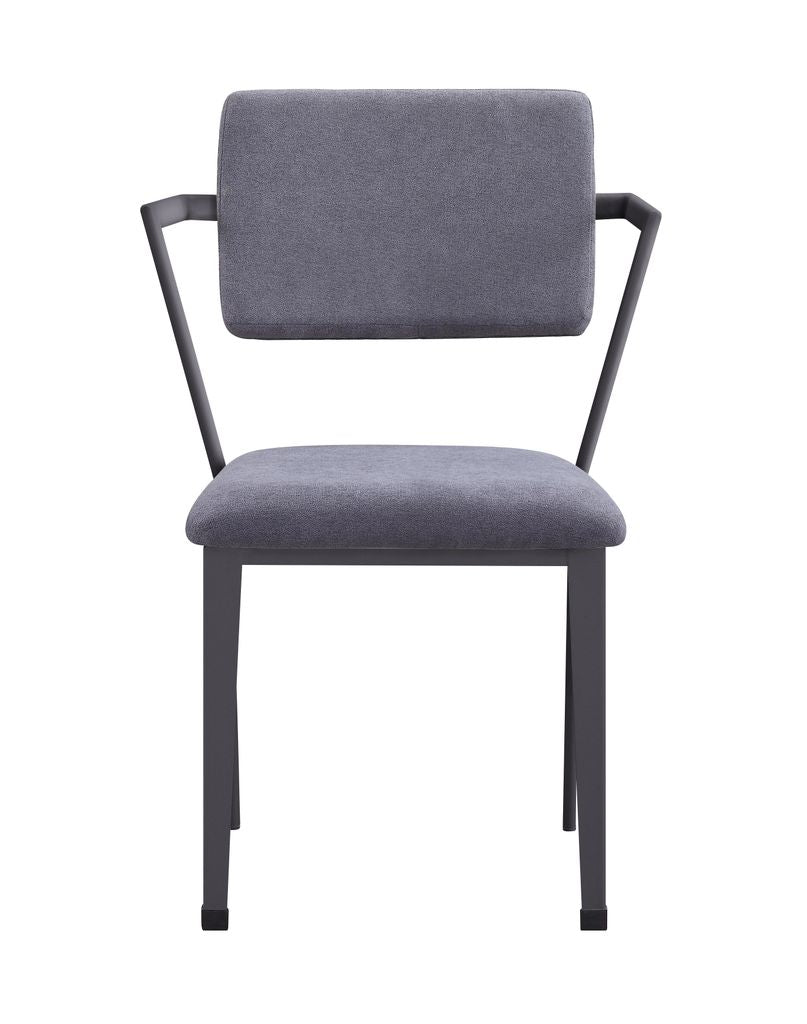 Metal Chair with Fabric Upholstered Seat and Back, Gray - View 4