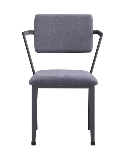 Metal Chair with Fabric Upholstered Seat and Back, Gray - View 4