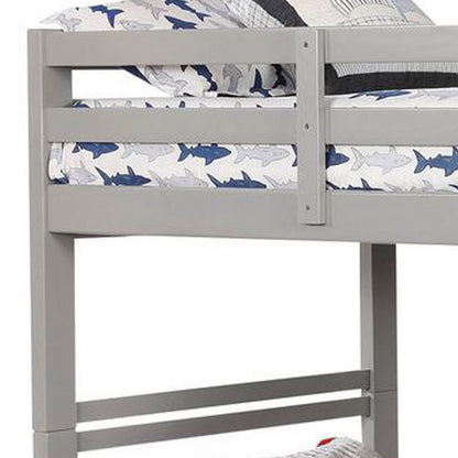 Transitional Twin Over Twin Bed with Attached Ladder and Drawers, Gray - View 4