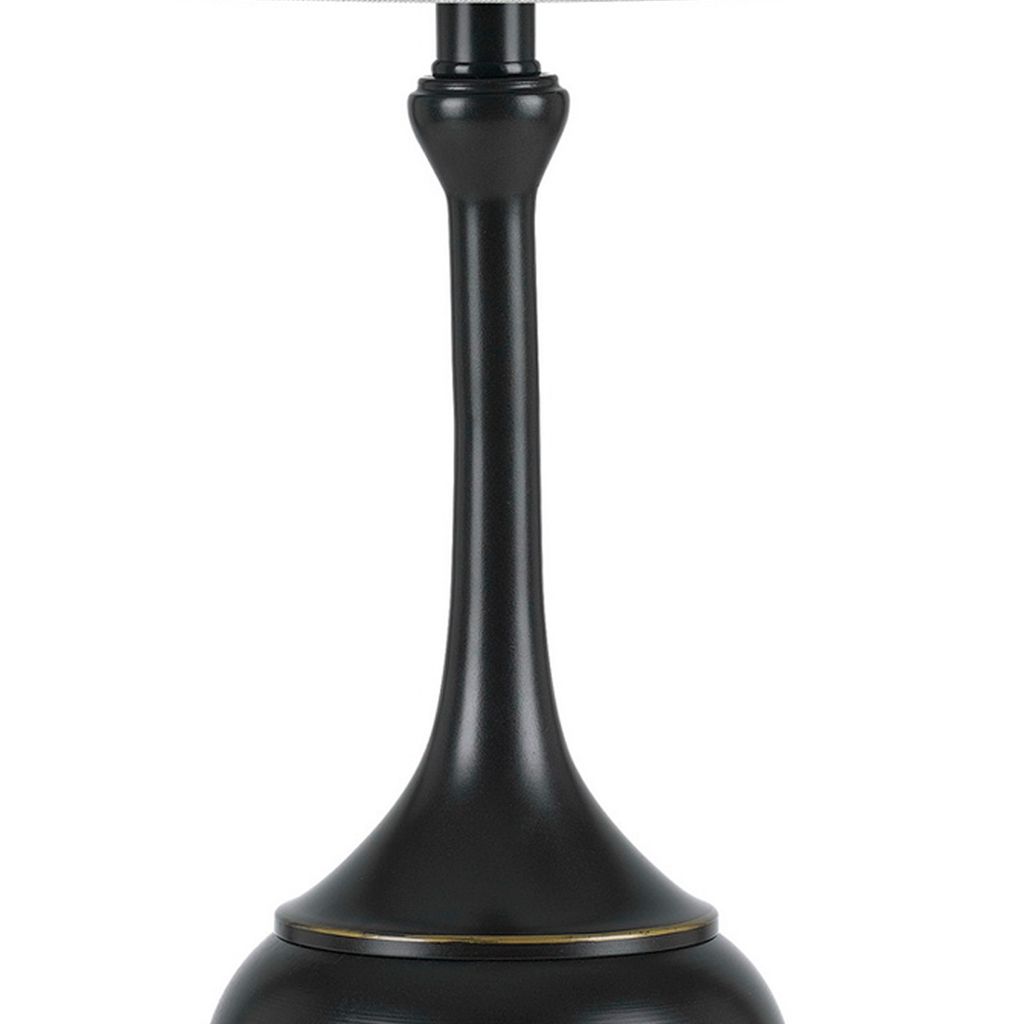 Elongated Bellied Shape Metal Accent Lamp with Drum Shade, Black - View 3
