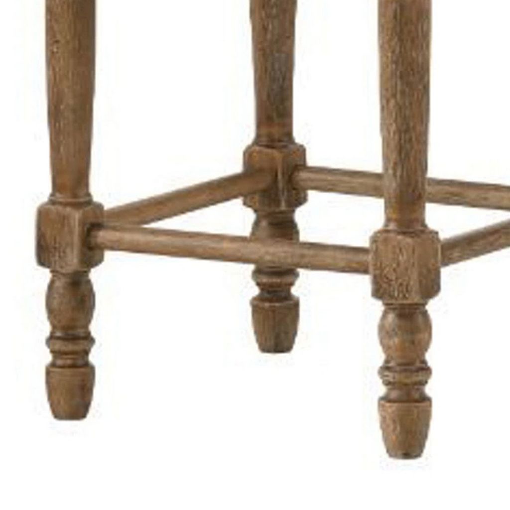 24 Inch Classic Wood Counter Height Stool, Upholstered, Set of 2, Gray - View 4
