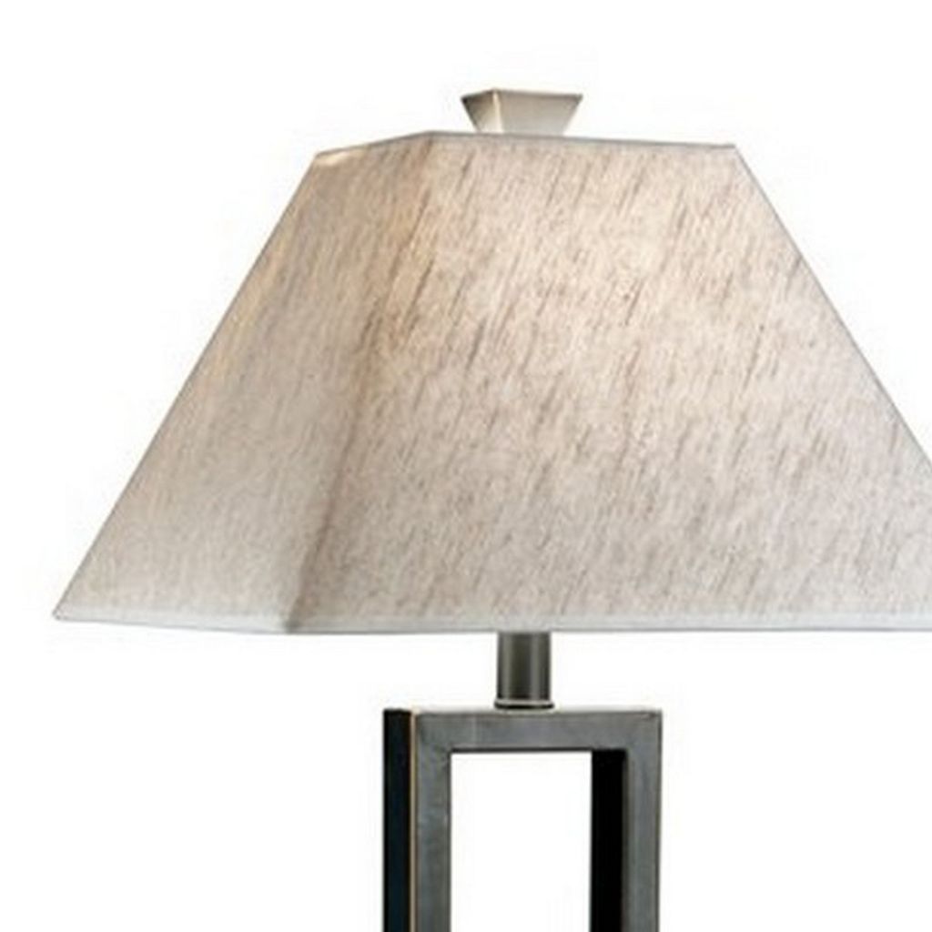 Geometric Metal Body Table Lamp with Fabric Shade, Set of 2,Black and White - View 4