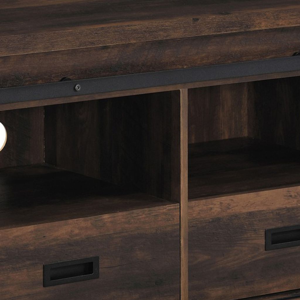 Sem 79 Inch TV Media Entertainment Console, 2 Drawers, Dark Brown Finish - View 3
