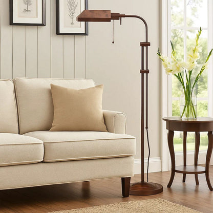 Metal Rectangular Floor Lamp with Adjustable Pole, Bronze - View 7