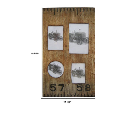 Rectangular Distressed Wooden Frame with 4 Photo Slots, Brown - View 6