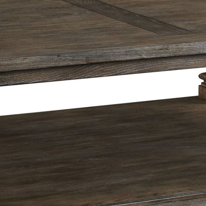Classic 54 Inch Coffee Table, Baluster Legs, Spacious Top, Weathered Gray - View 3