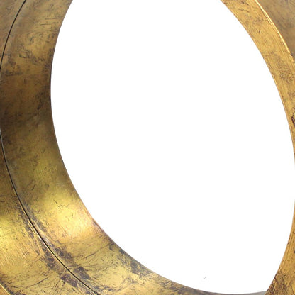 Rustic Style Wall Mirror with Round Tray Shape Frame, Gold and Silver - View 3