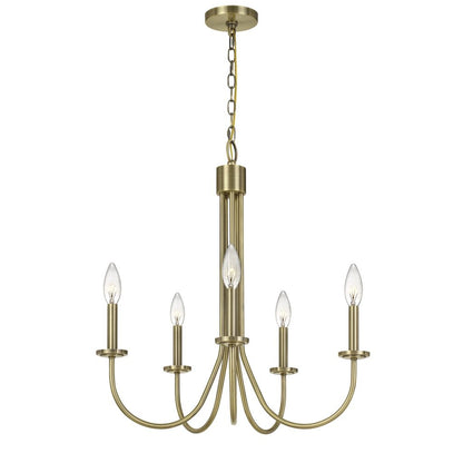 Metal Chandelier with 5 Candelabra Holders, Gold