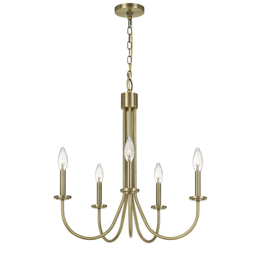 Metal Chandelier with 5 Candelabra Holders, Gold