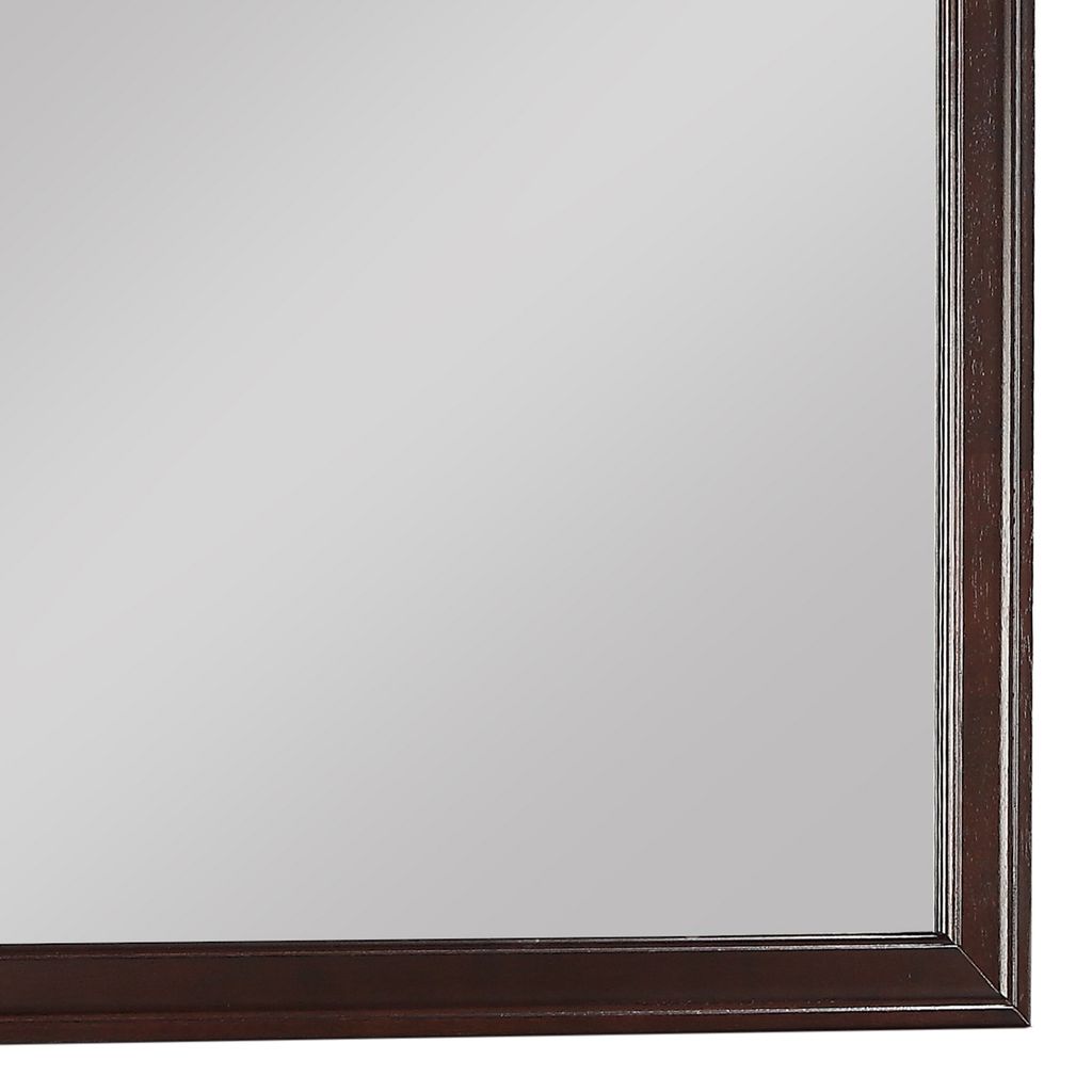 Square Molded Wooden Frame Dresser Mirror, Cherry Brown and Silver - View 2