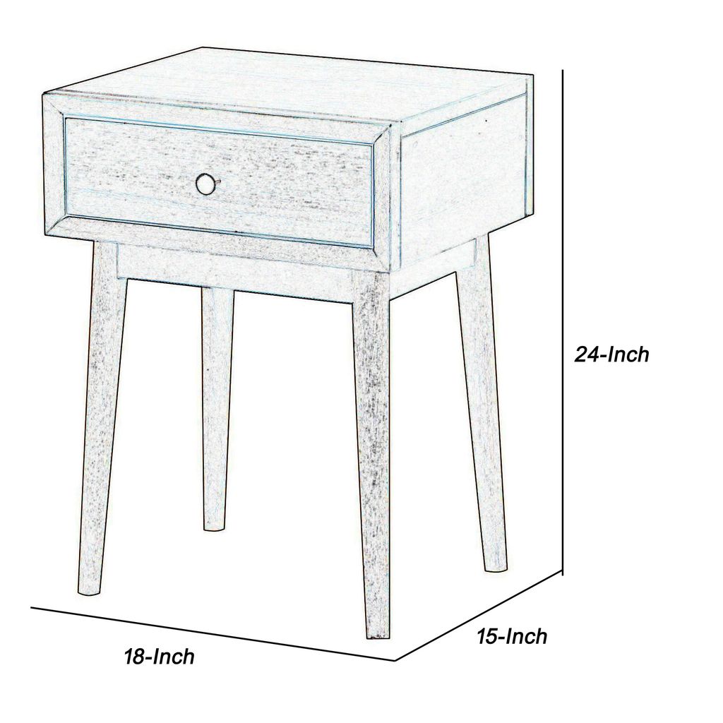 1 Drawer Wooden End Table with Splayed Legs, Walnut Brown - View 5