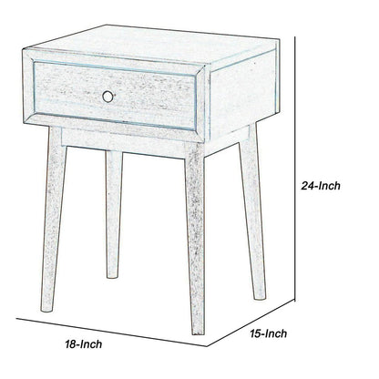 1 Drawer Wooden End Table with Splayed Legs, Walnut Brown - View 5