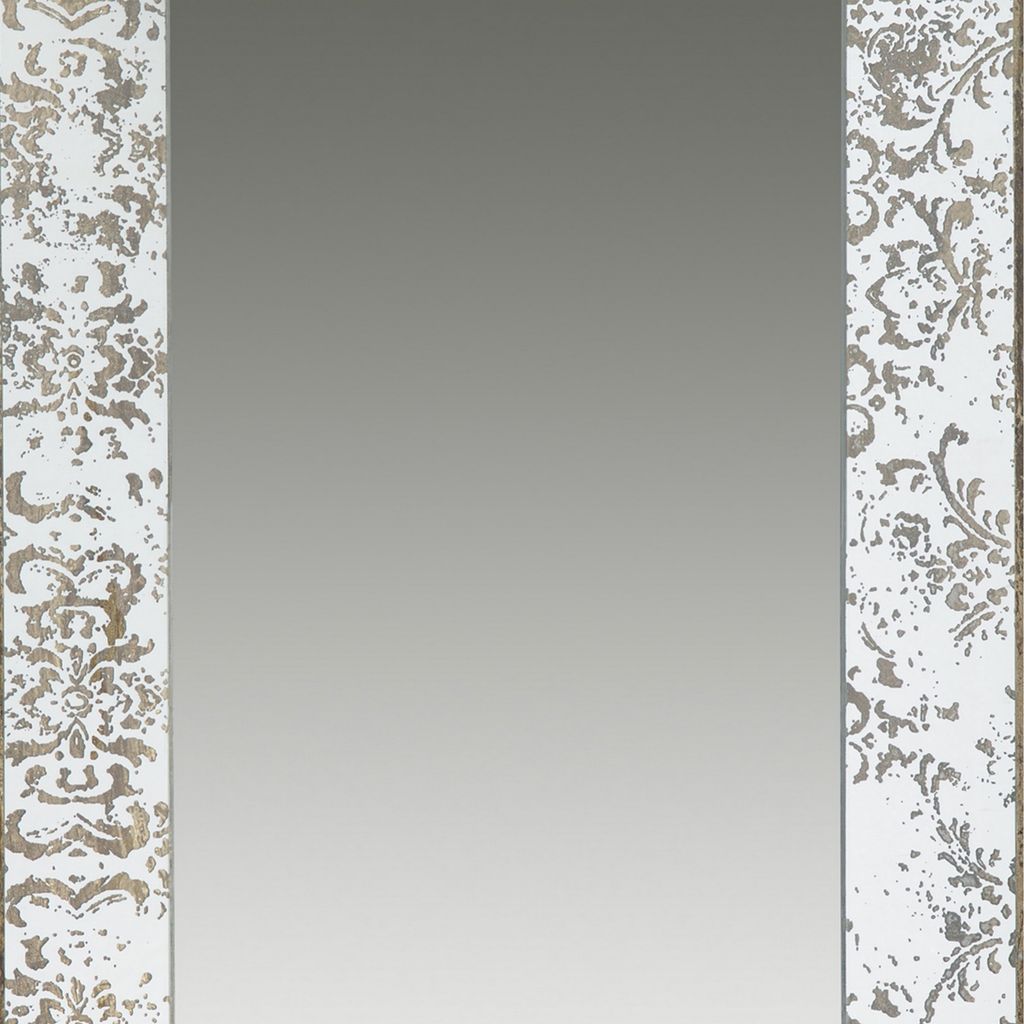 Rosa 16 x 24 Wall Mount Mirror, Brown Wood Frame with Abstract Gold Overlay - View 2