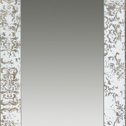 Rosa 16 x 24 Wall Mount Mirror, Brown Wood Frame with Abstract Gold Overlay - View 2