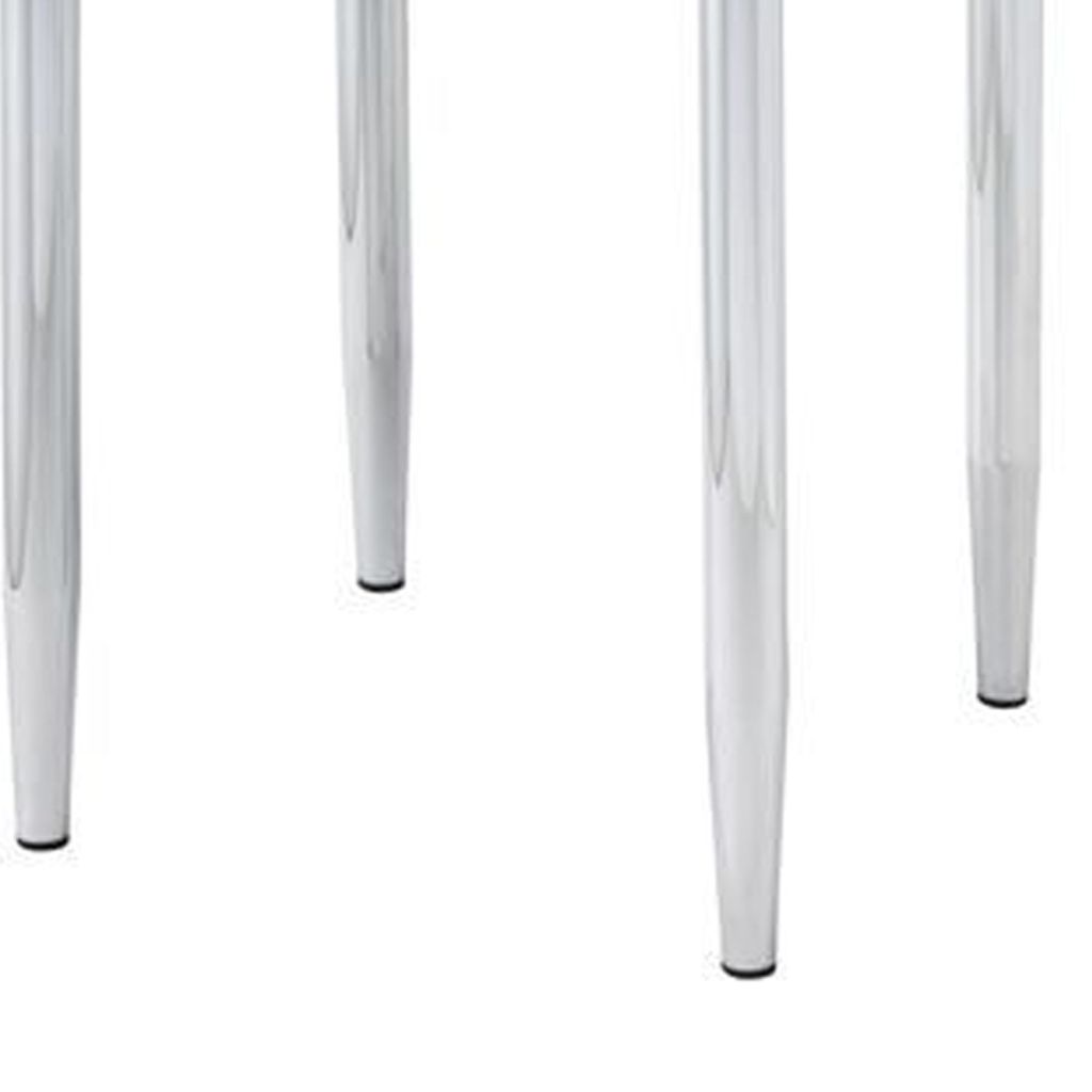 End Table with Tubular Rounded Legs and Frosted Glass Top, Silver - View 5