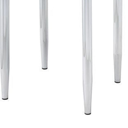 End Table with Tubular Rounded Legs and Frosted Glass Top, Silver - View 5