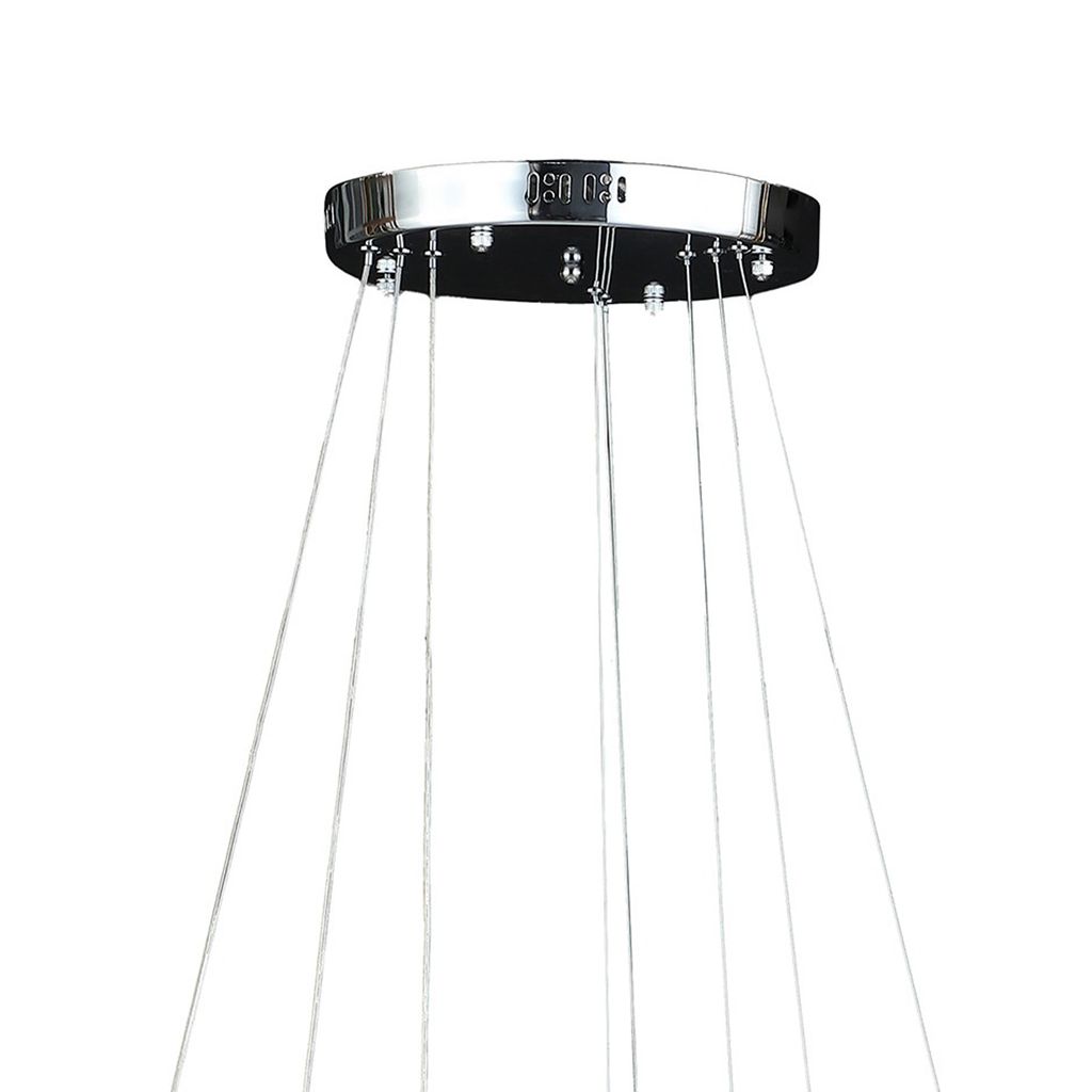 12-47 Inch Adjustable Chandelier, Offset Circle Design Silver Chrome Finish - View 3