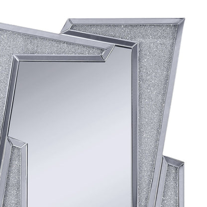Mirrored Wooden Frame Accent Wall Decor with Four L Shaped Borders, Clear - View 3