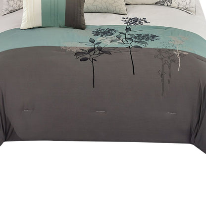 8 Piece King Polyester Comforter Set with Floral Embroidery, Multicolor - View 2