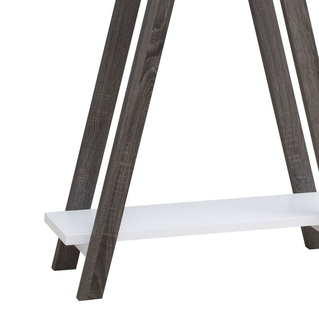 Baki 38 Inch Modern Wood Side Console Table, Corner Compartment, White - View 2