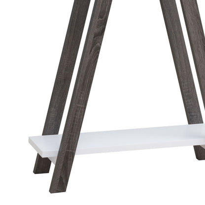 Baki 38 Inch Modern Wood Side Console Table, Corner Compartment, White - View 2